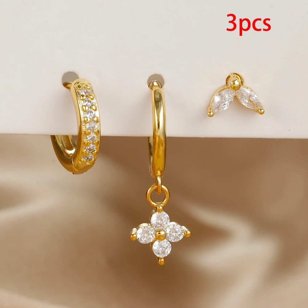 Flowers Ear Hook Eardrops Geometric High-grade Rings