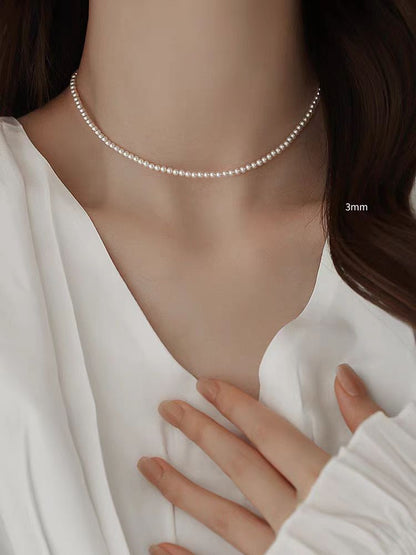 Small Beads Pearl Australian White Perfect Circle Flawless Strong Necklaces