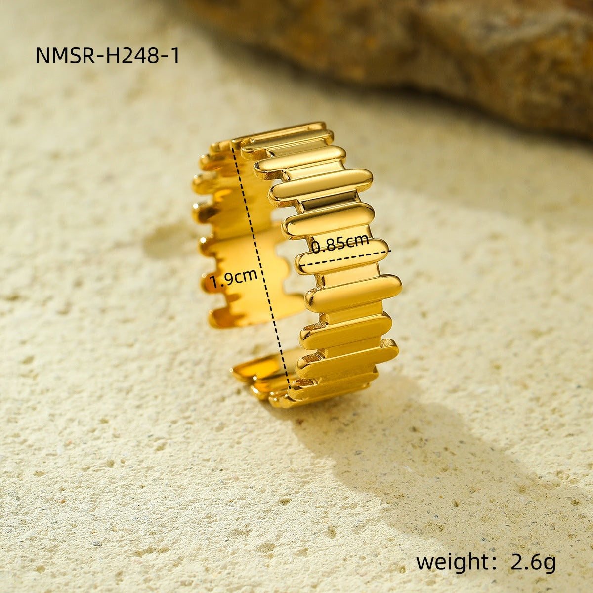 Gold Geometric Irregular Titanium Steel Versatile High-grade Rings