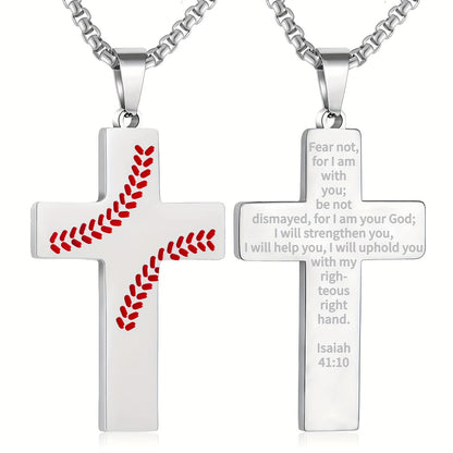 Baseball Boy Cross Stainless Steel Religious Pendants