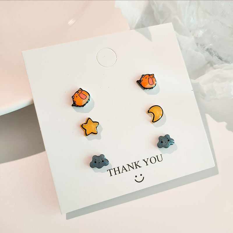 Sier Suit Cartoon Cute Minority Simple Earrings