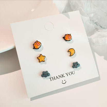 Sier Suit Cartoon Cute Minority Simple Earrings