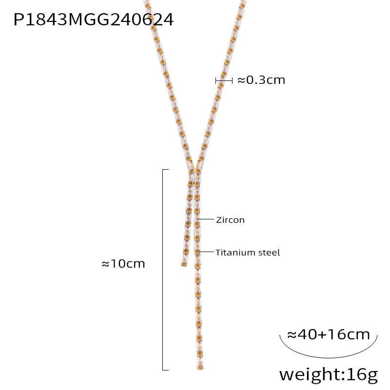 Single Row Diamond Titanium Steel Inlaid Color Necklaces