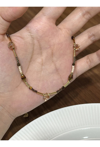 Women's Tigereye Brown Beaded Special Interest Light Luxury Necklaces