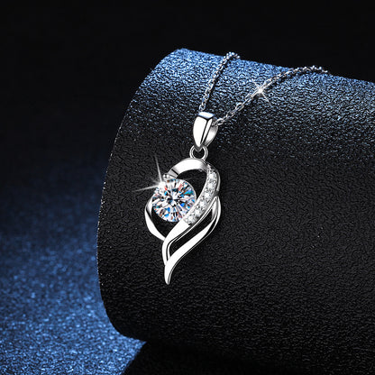 Sterling Sier Moissanite Karat Heart-to-heart High Carbon Stone Valentine's Necklaces