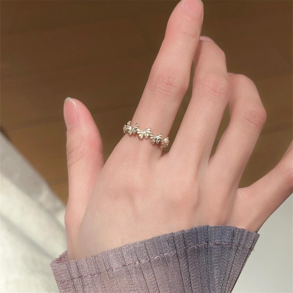 Glazed Butterfly Female Western Style Design High Sense Unique Rings