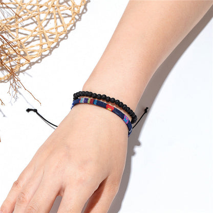 Men's Bohemian Style Hand Weaving Lava Volcanic Bracelets