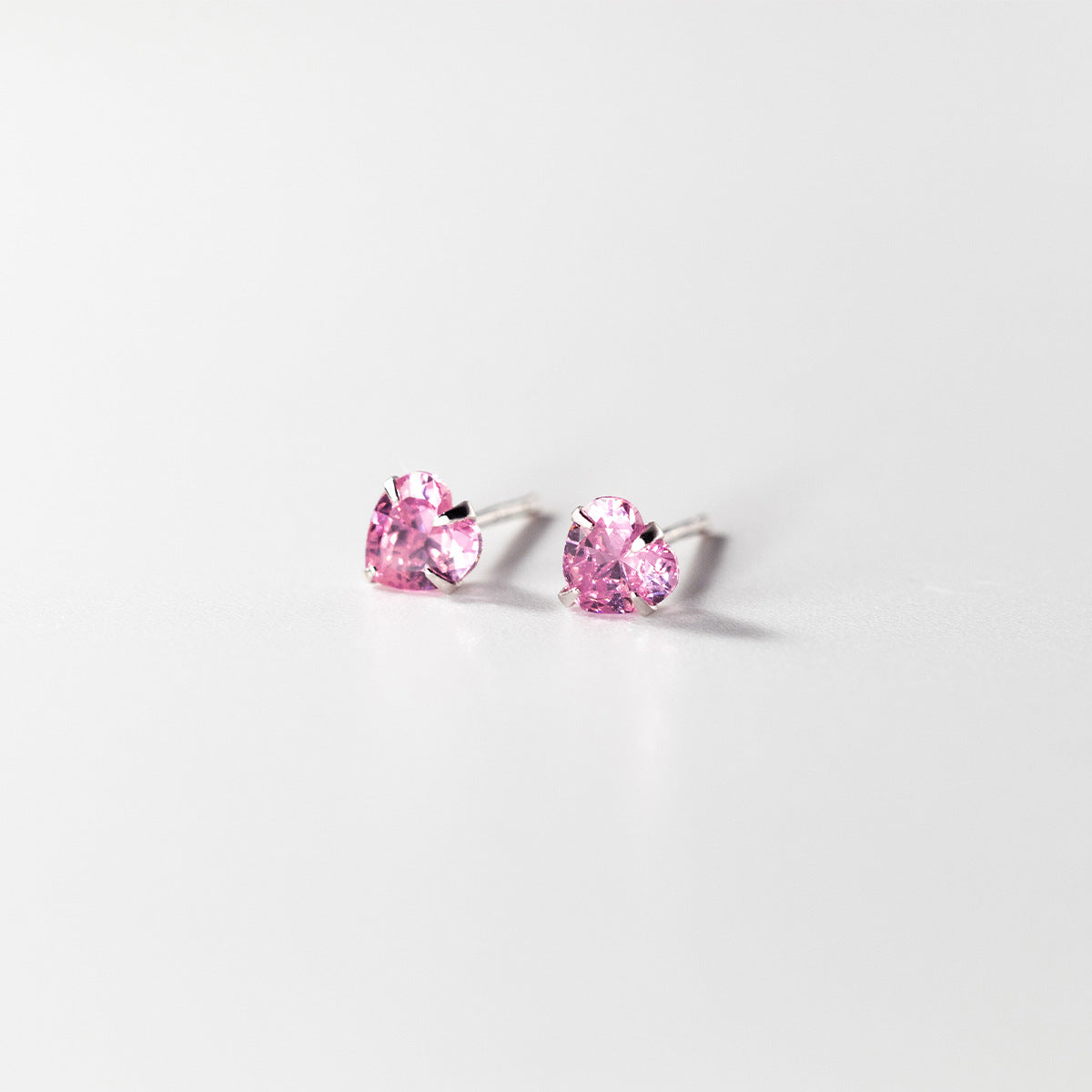 Heart In Sterling Sier Pink Diamond Earrings