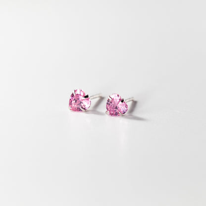 Heart In Sterling Sier Pink Diamond Earrings