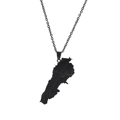 Charm Ornament Titanium Steel Lebanon Map Necklaces