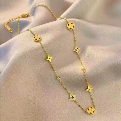 Women's Butterfly Bead Love Plane Rose Letter Square Necklaces