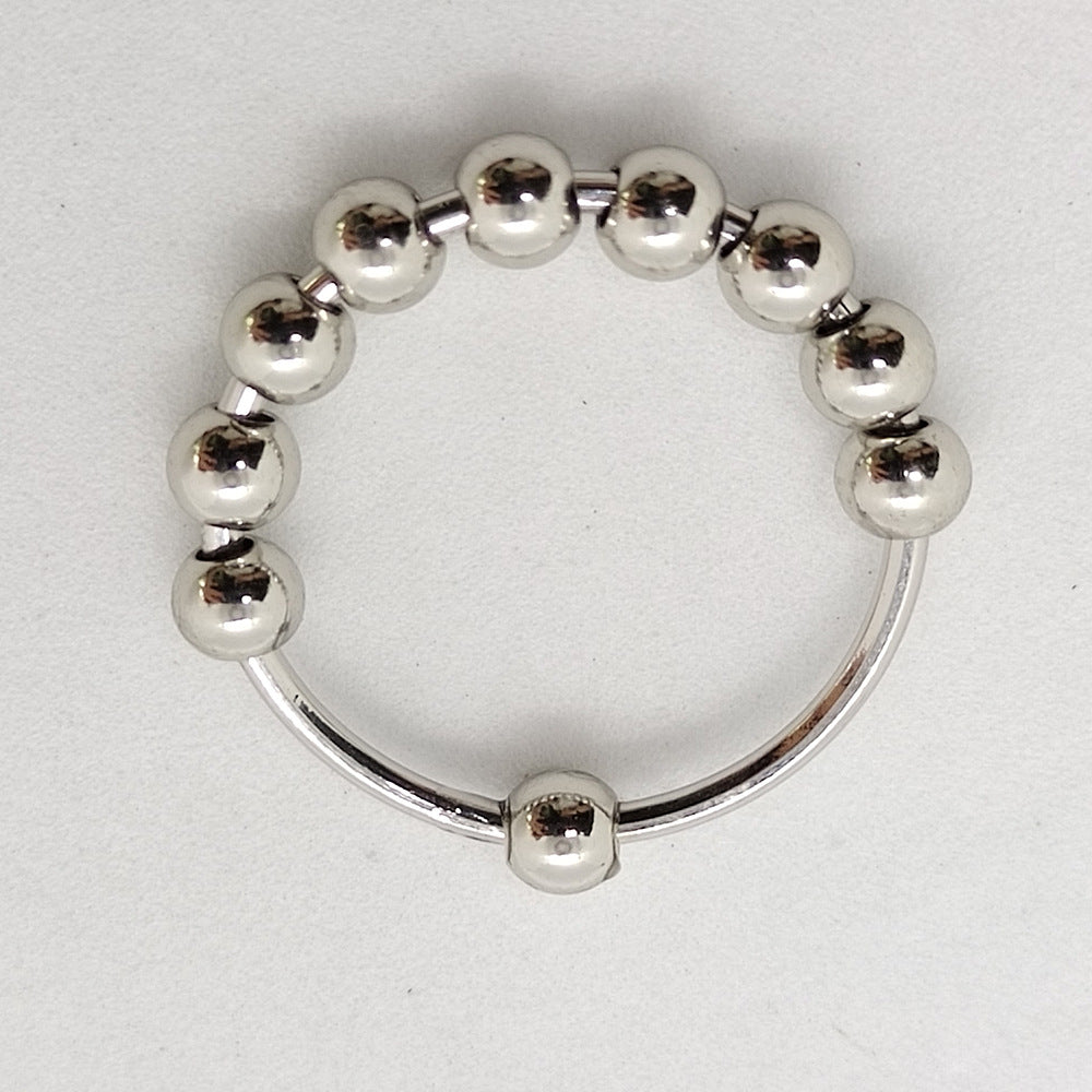 Beads Rotatable Ball Anxiety Decompression Stainless Rings