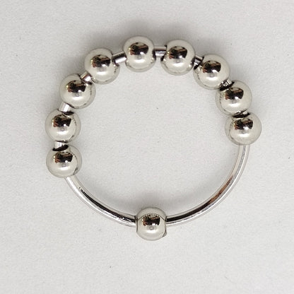 Beads Rotatable Ball Anxiety Decompression Stainless Rings