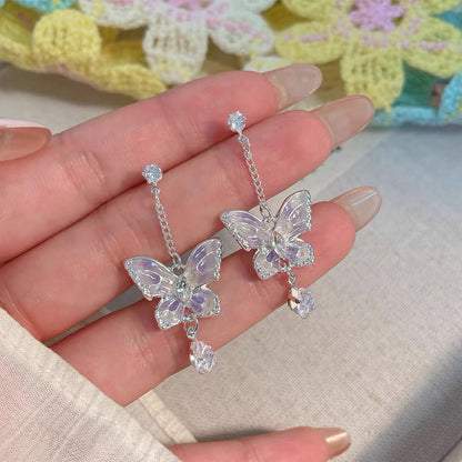 Women's Luxury Style Rhinestone Butterfly Niche Design Earrings