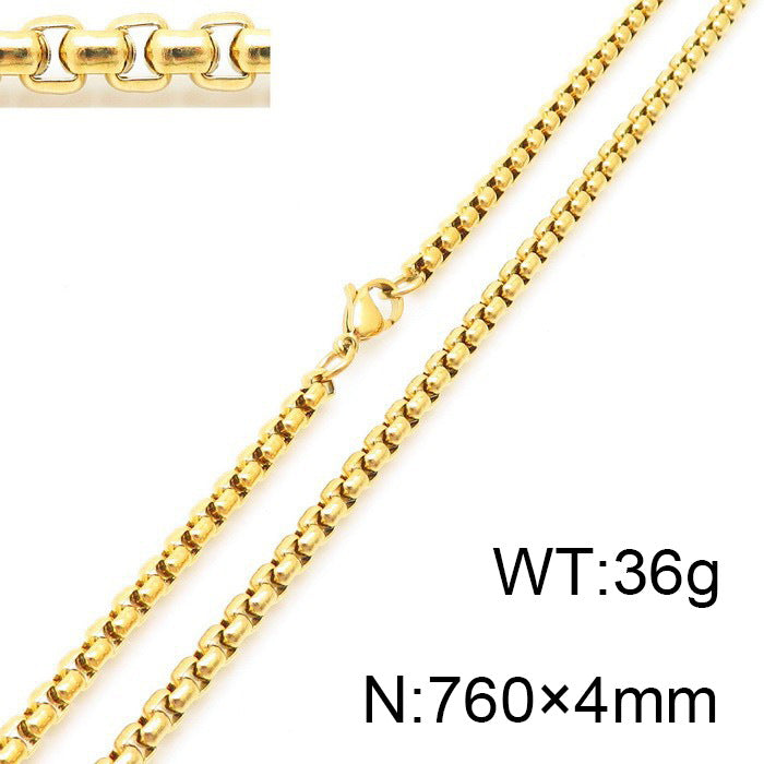 Women's & Men's Stainless Steel Square Pearl Chain Titanium Card Necklaces