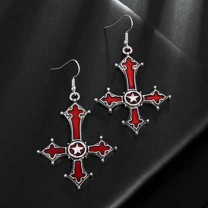 Fashion Blood Red Gothic Inverted Cross Necklaces