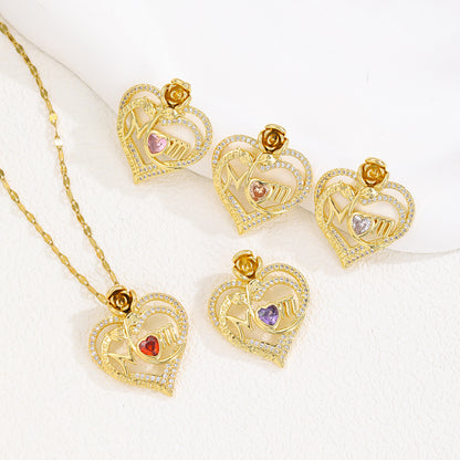 Fashion Elegant Rose Love Heart Mother's Pendants