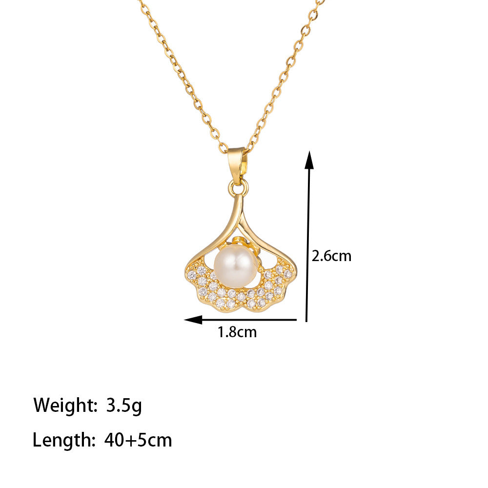 Light Luxury Small Stroke Shell Pearl Female Zircon Necklaces