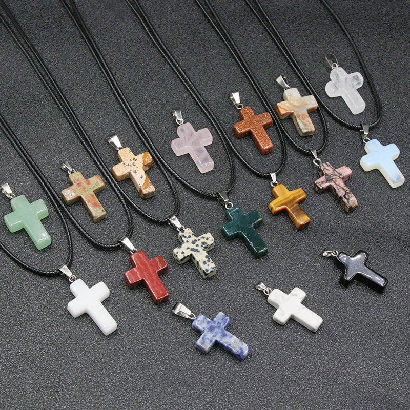 Pink Crystal Christmas Gift Cross Sweater Pendants