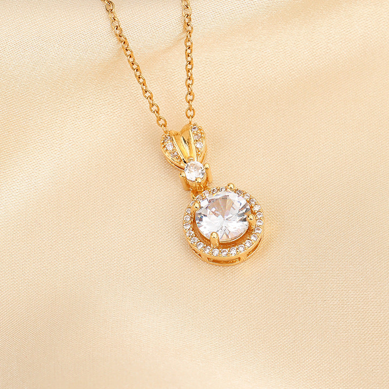 Steel Advanced Design Zircon Clavicle Chain Necklaces