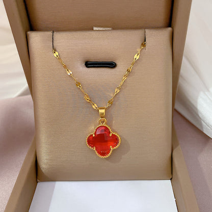 Clover Jade Female Summer Light Luxury Temperament Necklaces