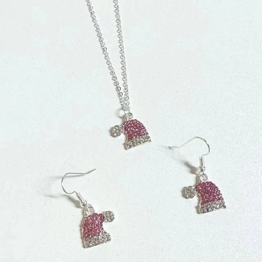 Cute Refreshing Diamond Deer Christmas Hat Necklaces