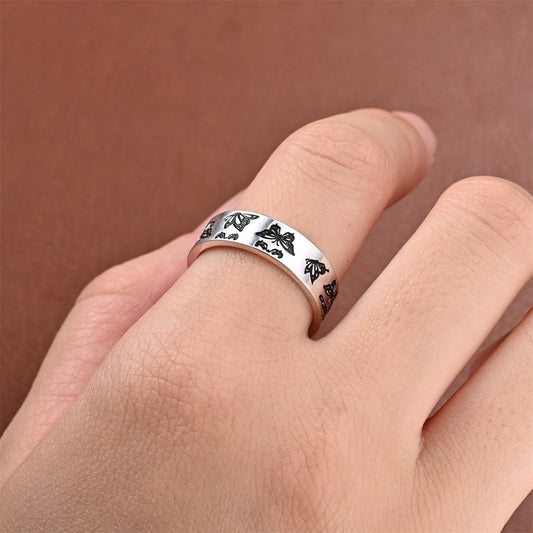 Fashion Sier-plated Cute Small Butterfly Corrosion Rings