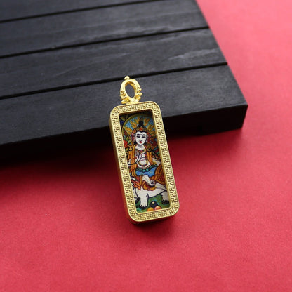 Square Birth Buddha Yellow God Of Wealth Green Tara Pendants