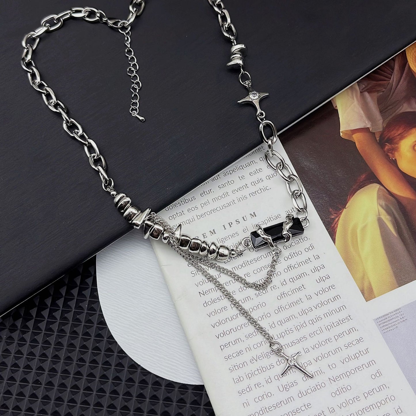 Women's & Men's Female Onyx Winding Titanium Steel Clavicle Necklaces