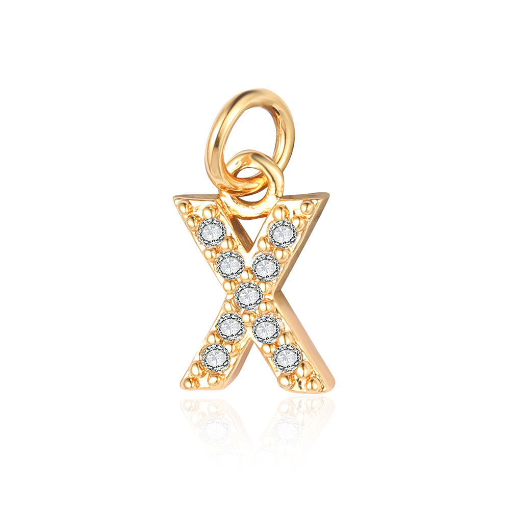 English Letters Copper Zircon Ornaments Accessories Yellow Gold Pendants