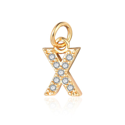 English Letters Copper Zircon Ornaments Accessories Yellow Gold Pendants