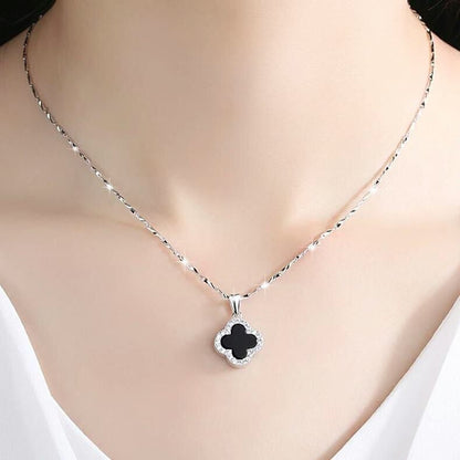 Women's Black Red Clover For Stylish Clavicle Pendants