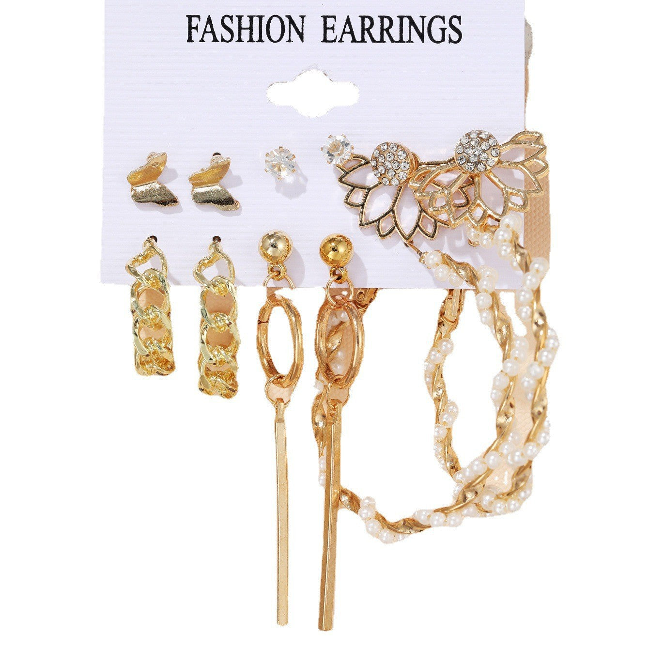 Women's Butterfly Pearl Creative Retro Alloy Card Earrings