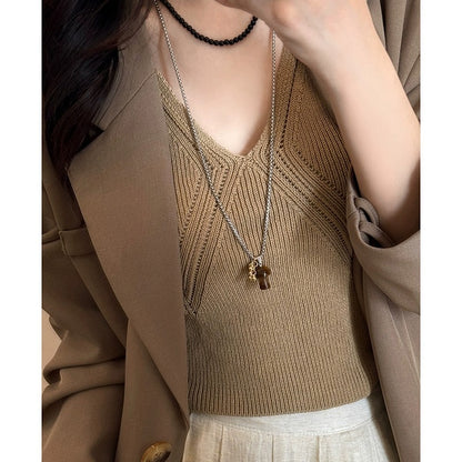 Women's Mushroom Tigereye Long Sweater Chain Simple Necklaces