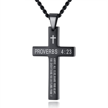 Cross Stainless Steel Color Oval Buckle Necklaces