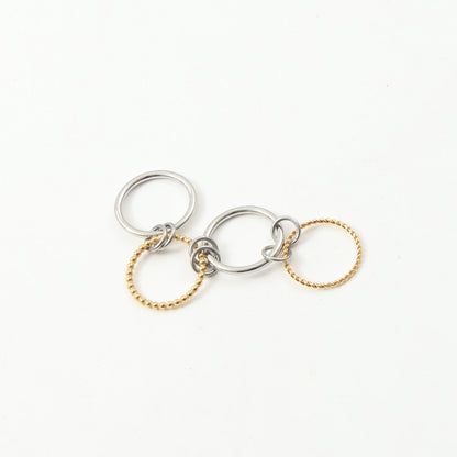 Twist Plus Patchwork Titanium Steel Gold Rings