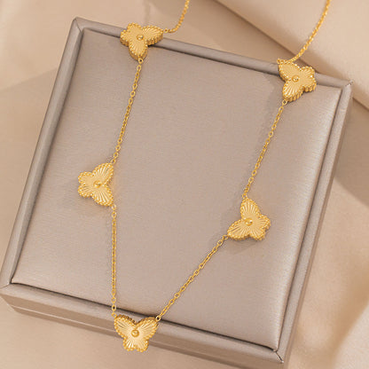 Four-leaf Flower Jewelry Suit Butterfly Laser Necklaces