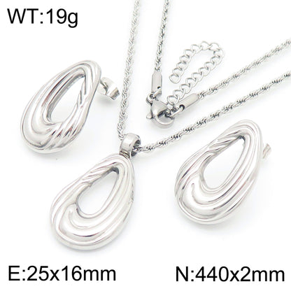 Stainless Steel Line Design Water Drop Earrings