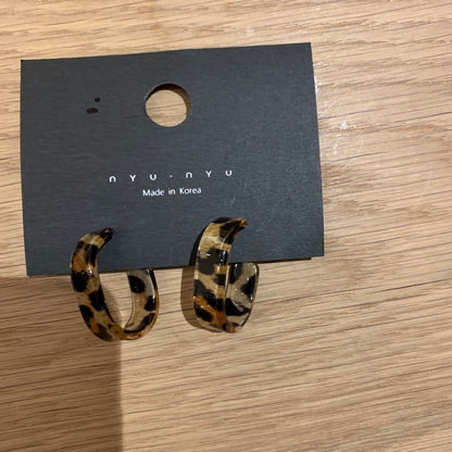 Korean Style Sier Needle Leopard Print Earrings