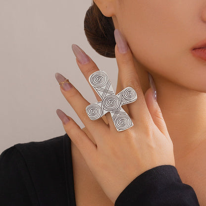 Exaggerated Sweet Cool Style Metal Big Love Heart-shaped Fashion Rings