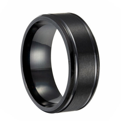 Men's Stainless Steel Wide Matte Double Beveled Rings
