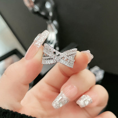 Light Luxury Cross Full Rhinestone Zircon Rings