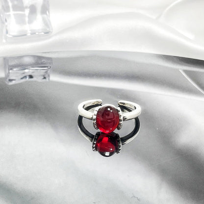 Red Gemstone Open Female Cold Exquisite Rings