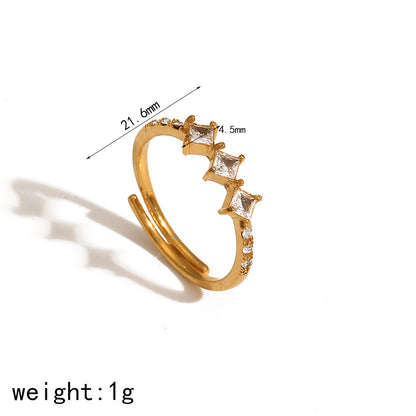 Gold-plated Inlaid Zircon Light Luxury Stainless Rings