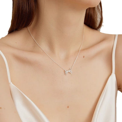 Shape Bow Sterling Sier Simple Light Necklaces