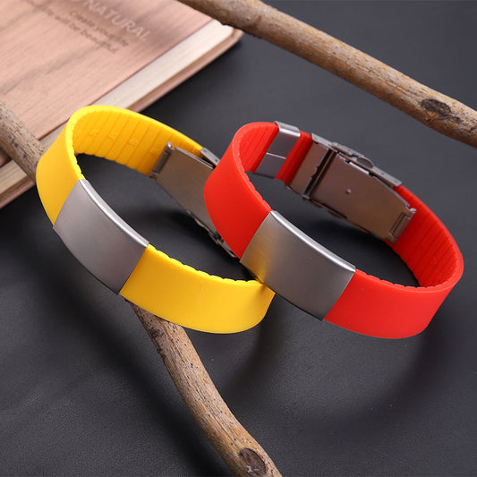 Men's Silicone Sports Glossy Personality Lettering Stainless Bracelets