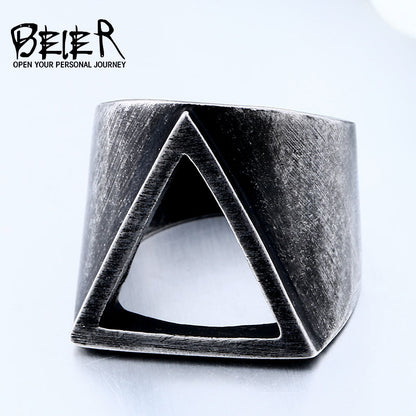 Men's Simple Personality Triangle Hollow Fashion Stainless Rings