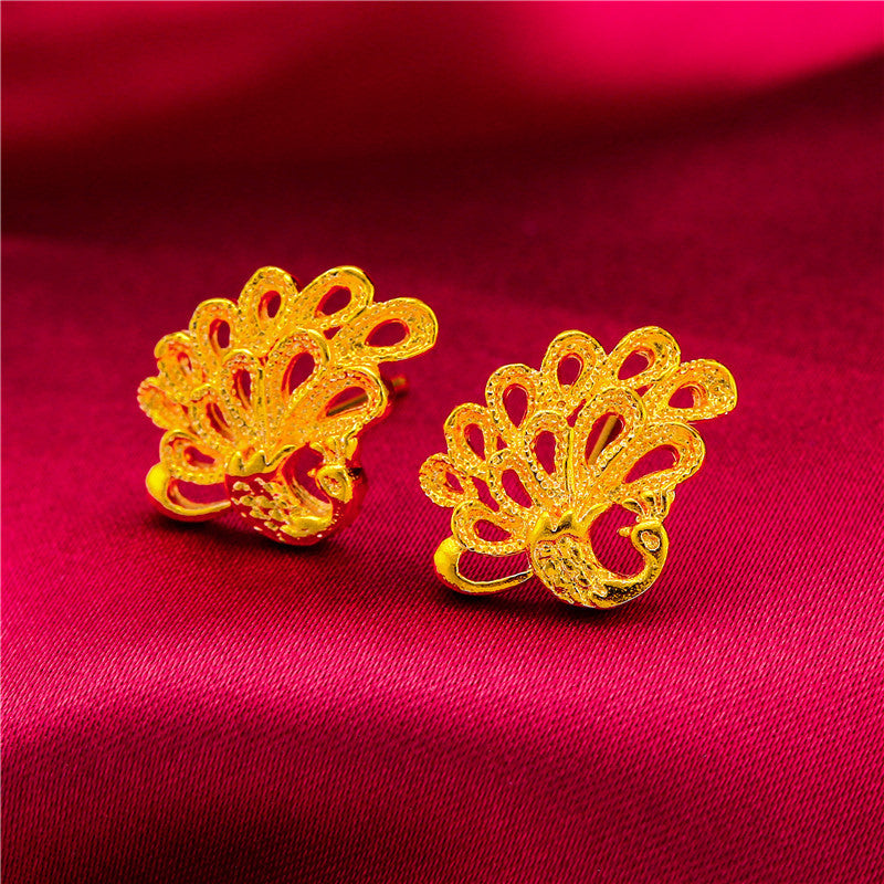 Gold-plated Fancy Vietnam Placer Gold Glazed Surface Earrings