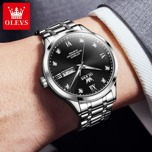 Men's Automatic Watch Diamond Roman Scale Double Mechanical Watches