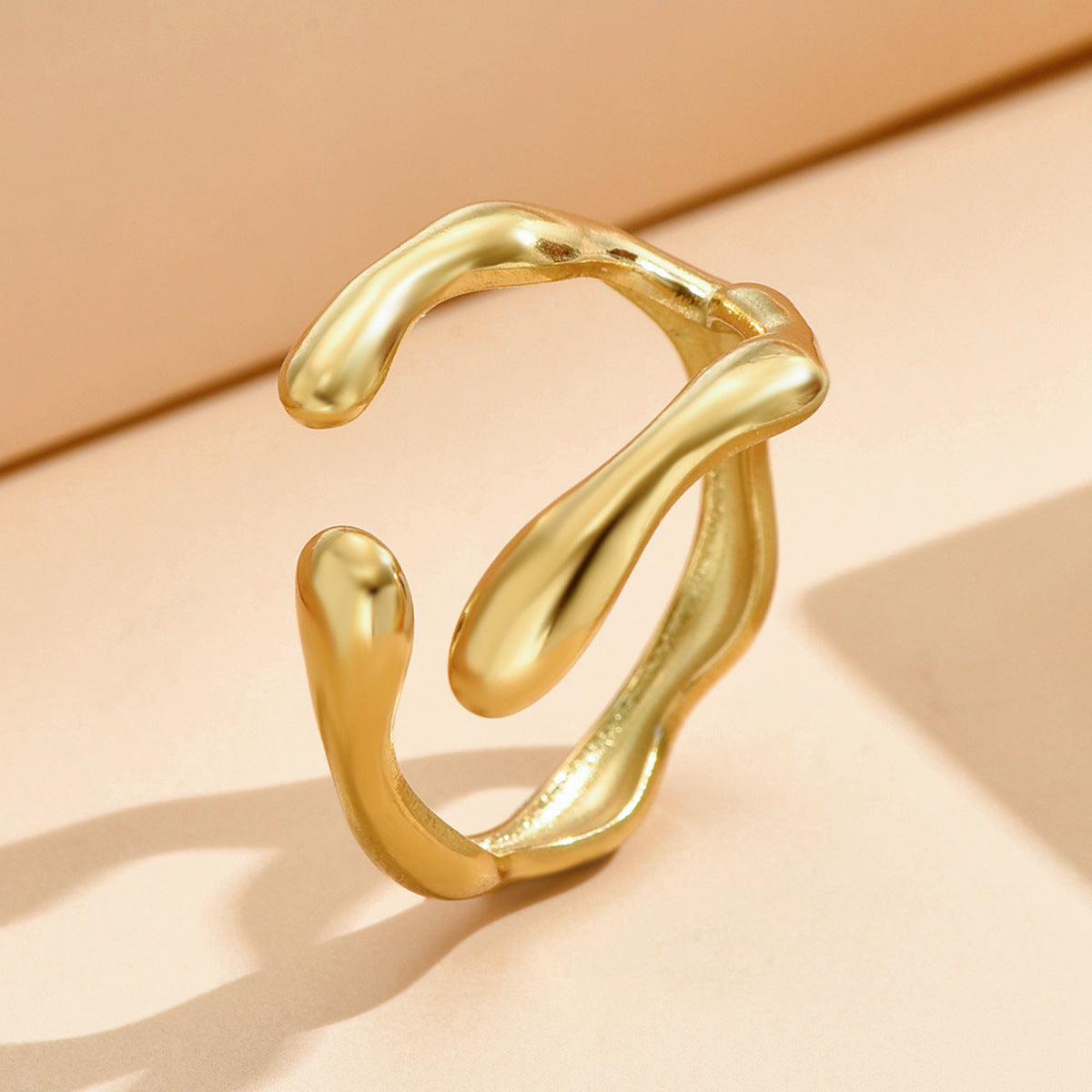 Baroque Style Stainless Steel Female Irregular Rings
